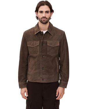 Rag & Bone Suede Trucker Jacket - Brown