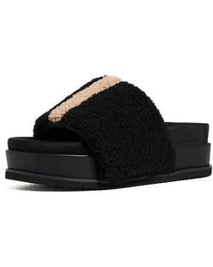 Roam Fuzzy Stripe Stacked Sandals - Black