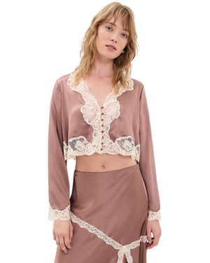 LoveShackFancy Elarine Silk Blouse - Red