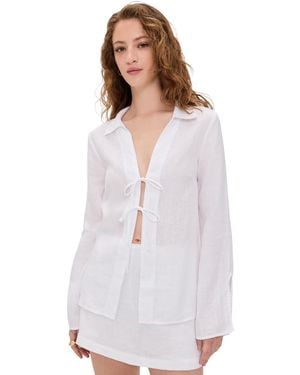 LSPACE Venice Linen Coverup Shirt - White