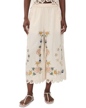 Sea Adonna Embroidered Pants - Natural