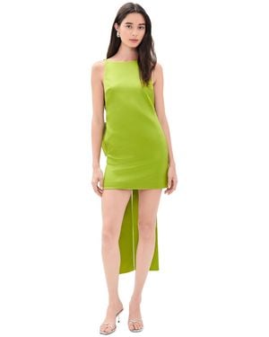 Self-Portrait Satin Bow Mini Dress - Green