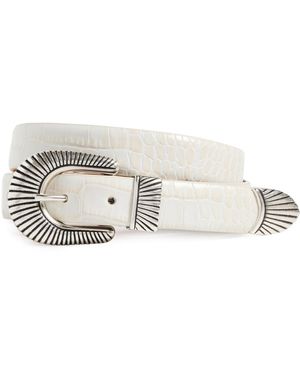 Anderson's Narrow Western Mock Croc Belt - Grey