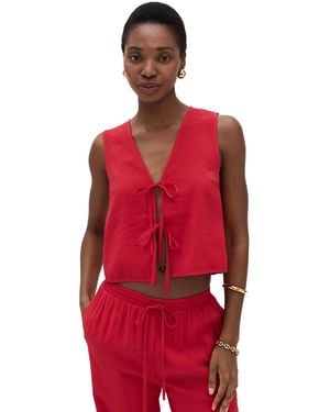 Line & Dot Kamari Tie Detailed Top - Red