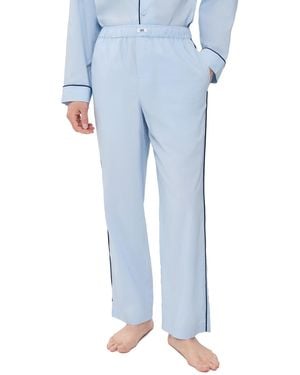 Lunya Airy Cotton Piped Sleep Pants - Blue