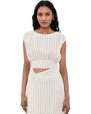 Merlette Shaan Stripe Linen Top - Black