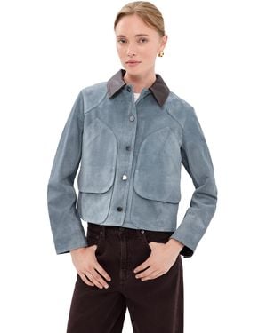 Veronica Beard Walters Cropped Barn Jacket - Blue