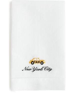 Abode Nyc Taxi Tea Towel - White