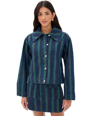The Tiny Big Sister Boxy Striped Jacket - Blue