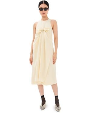 Tibi Tropical Wool Tie Front Dress - White