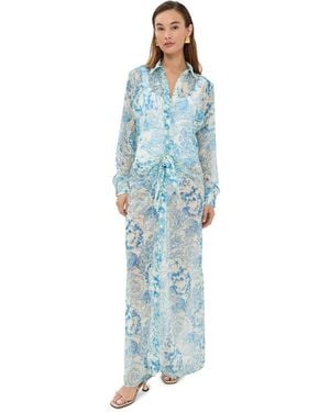 Versace Underwater Barocco Cover-Up Shirt Dress - Blue