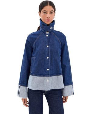 Brandon Maxwell The Wells Trapeze Denim Jacket - Blue