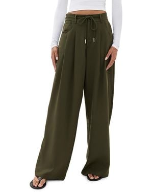 Lioness Slouched Tie Up Pants - Green