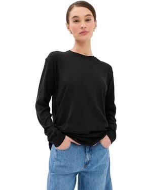 Tibi Sheer Crepe Knit Tee - Black