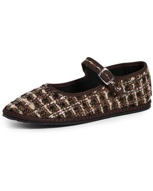 Vibi Venezia Mary Jane Tweed Flats - Black