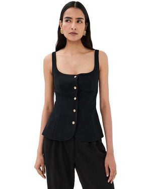 Rosetta Getty Square Neck Button Front Top - Black