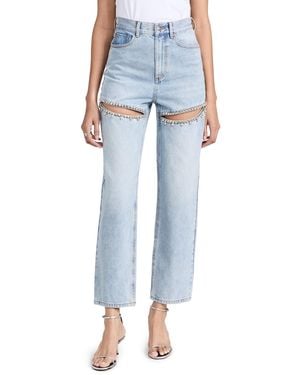 Area Crystal Slit Jeans - Blue