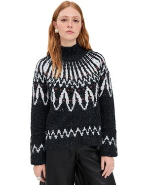 Saylor Vicki Boucle Fair Isle Sweater - Black