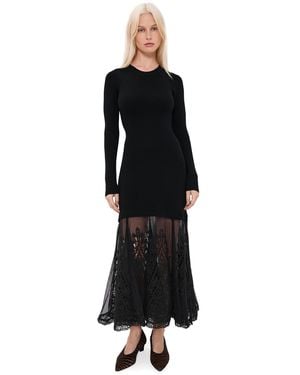 Sea Vali Embellished Mixed Media Maxi Dress - Black