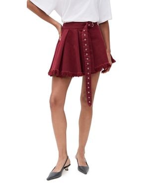 Marques'Almeida Dyed Drill Mini Pleated Skirt - Red