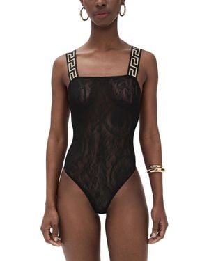 Versace Tulle Barocco Jacquard + Iconic Elastic Bodysuit - Black