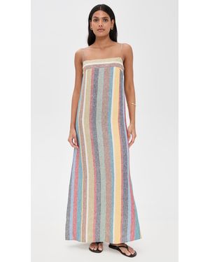 chinese dress ladies STAUD LAURA LINEN DRESS SAHARA STRIPE