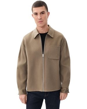 FRAME Double Face Zip Shirt Wool Jacket - Natural