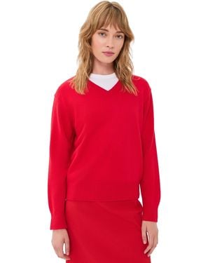 DUNST Cashmere V Neck Sweater - Red