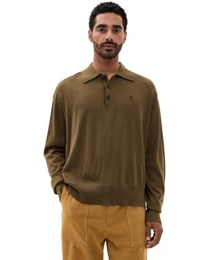 Ami Paris Extrafine Wool And Silk Knit Shirt - Brown