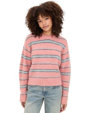 DUNST Hairly Striped Sweater - Red