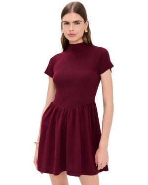 Another Girl Contrast V-Waist Knit Mini Dress - Red