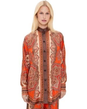 Zimmermann Silk Mahon Dolman Shirt - Orange