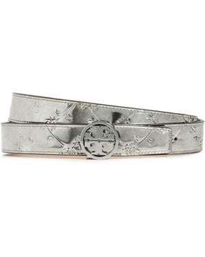 Tory Burch Miller Metallic Leather Belt in Gray | Lyst display picture 2