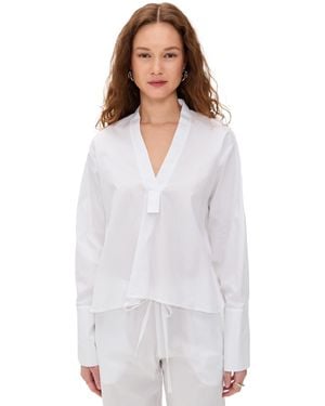 Enza Costa Poplin Mariner Shirt - White