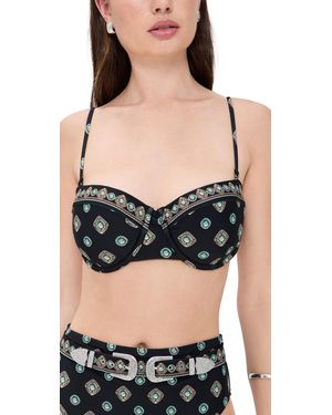 L'Agence Alexandra Southwestern Structured Bra Bikini Top - Black