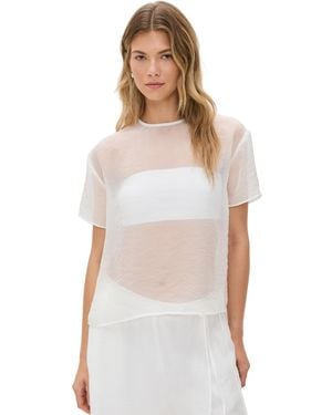 Simonett Sheer Short Sleeve Blouse - White
