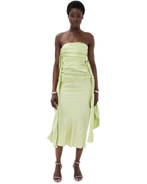 Christopher Esber Knotted Silk Gather Midi Dress - Green