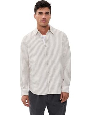 Rag & Bone Finch Long Sleeve Linen Stripe Shirt - White