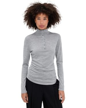 Theory Shirred Henley Top - White