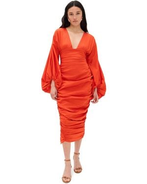 Andrea Iyamah Anida Midi Cotton Dress - Red