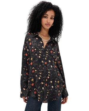 R13 Silk Drop Neck Shirt - Black