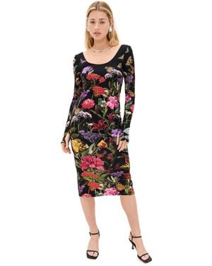 Alice + Olivia Delora Scoop Neck Midi Dress - Black