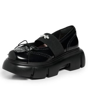 Simone Rocha Embellished Platform Ballet Brogues - Black