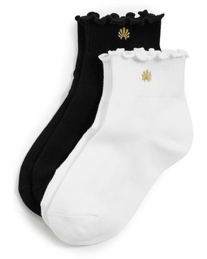 Lele Sadoughi Set Of 2 Ruffle Hem Socks - Black