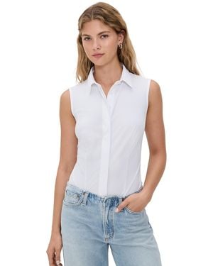 Commando Classic Sleeveless Button Down Bodysuit - White