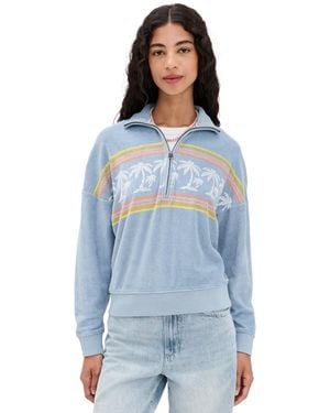 Faherty Cabana Towel Terry Quarter Zip - Blue