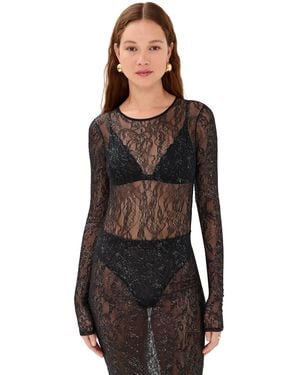 Wardrobe NYC Closet. Nyc Lace Thong Bodysuit - Black