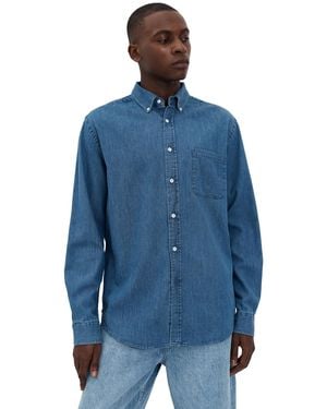 Portuguese Flannel Denim Button Down Shirt - Blue