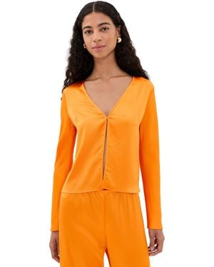 Leset Barb Single Button Long Sleeve Top - Orange