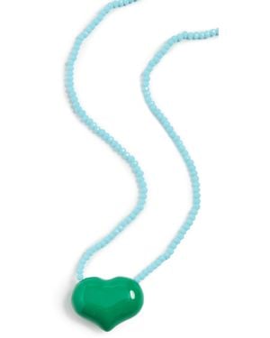 Clare V. Beaded Heart Necklace - Green